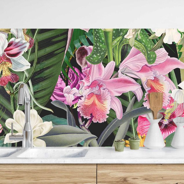 Decoración cocina Colourful Tropical Flowers Collage II