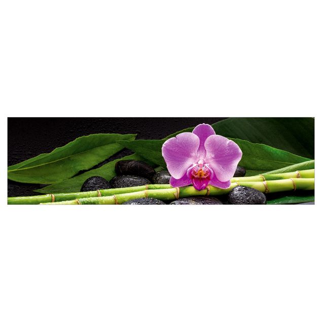 Salpicadero cocina Green Bamboo With Orchid Flower