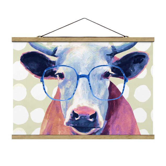 Cuadros morados Animals With Glasses - Cow