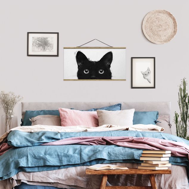 Cuadros de gatos modernos Illustration Black Cat On White Painting