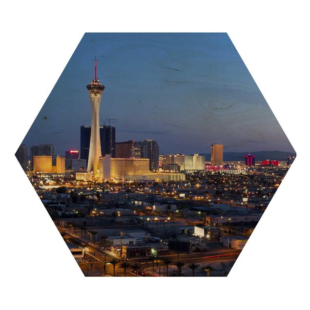 Hexagon Bild Holz - Viva Las Vegas