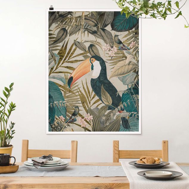 Decoración en la cocina Vintage Collage - Toucan In The Jungle