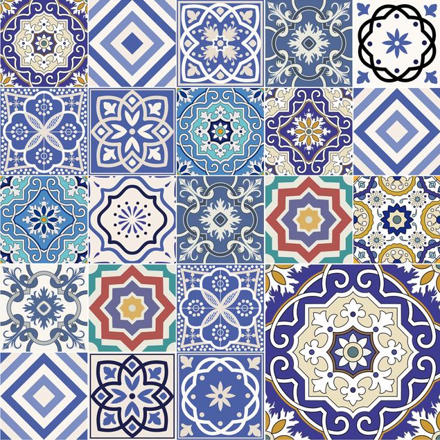 Láminas adhesivas en multicolor Tiled Wall - Ornate Portuguese Tiles
