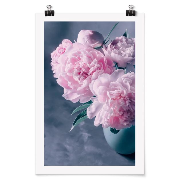 Cuadros flores Vase With Light Pink Peony Shabby