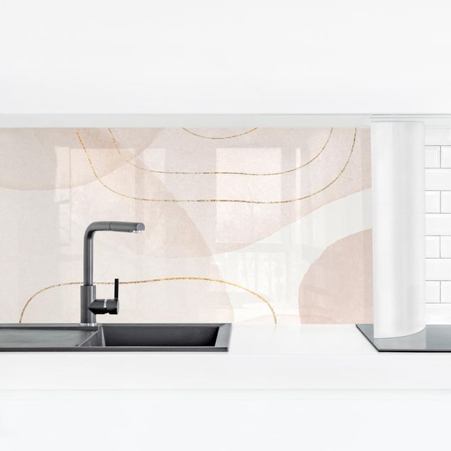 Küchenrückwand - Verspielte Impressionen mit goldenen Linien
