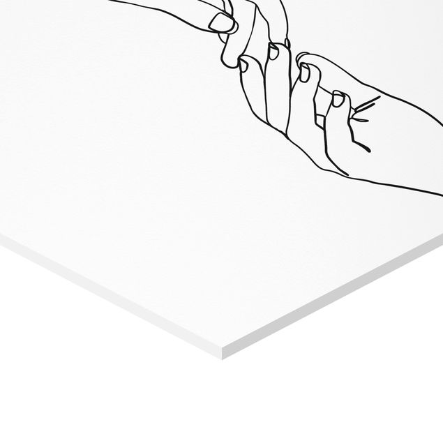 Cuadros decorativos Line Art Hands Touching Black And White