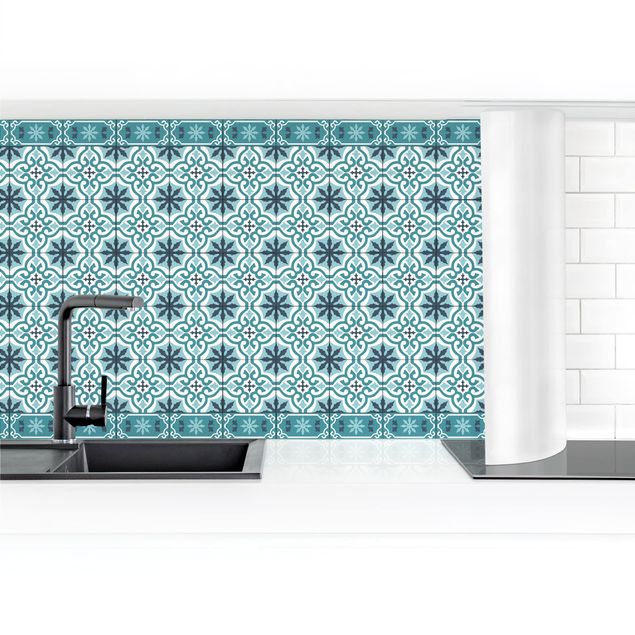 revestimiento pared cocina Geometrical Tile Mix Cross Turquoise