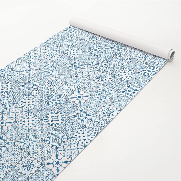 Láminas adhesivas patrones Patterned Tiles Blue White