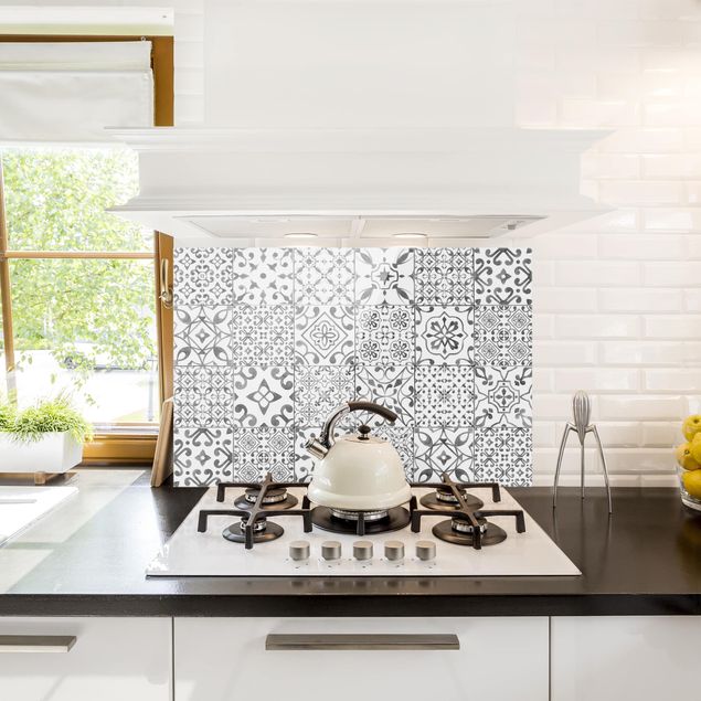 Panel antisalpicaduras cocina patrones Pattern Tiles Gray White