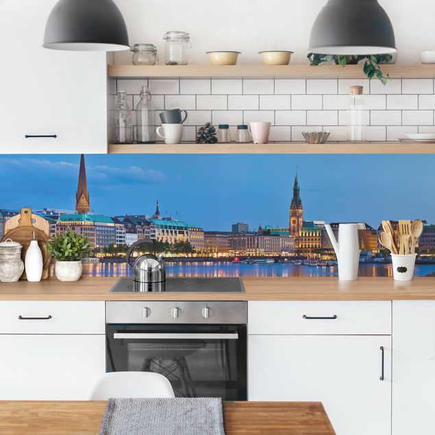Salpicadero cocina adhesivo arquitectura y skyline Hamburg Skyline