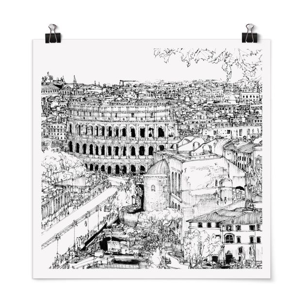 Láminas blanco y negro para enmarcar City Study - Rome