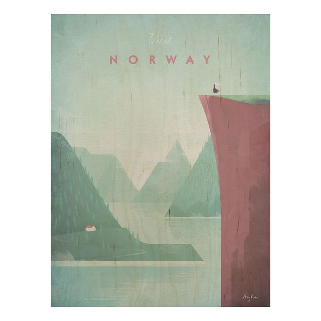 Cuadros de madera paisajes Travel Poster - Norway