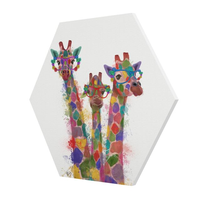 Cuadros Rainbow Splash Giraffe Trio