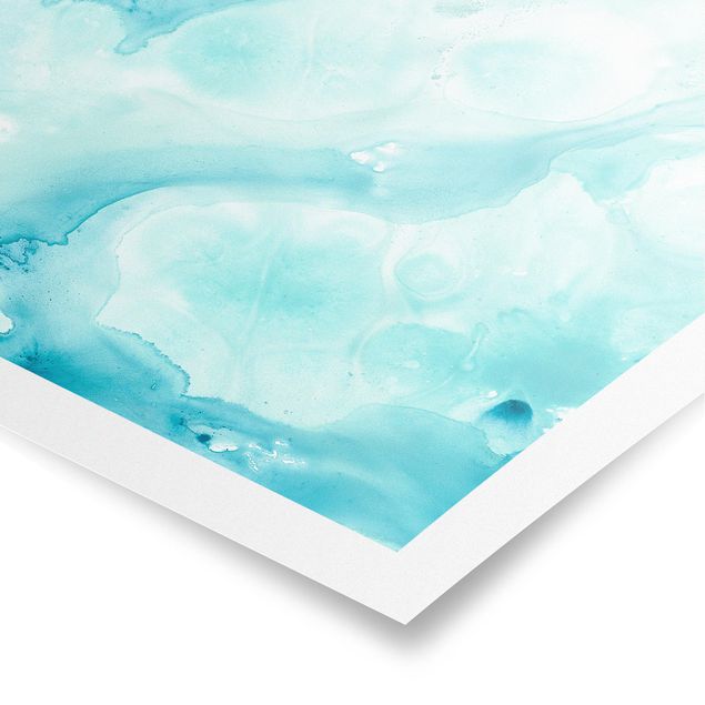 Cuadros modernos Emulsion In White And Turquoise I