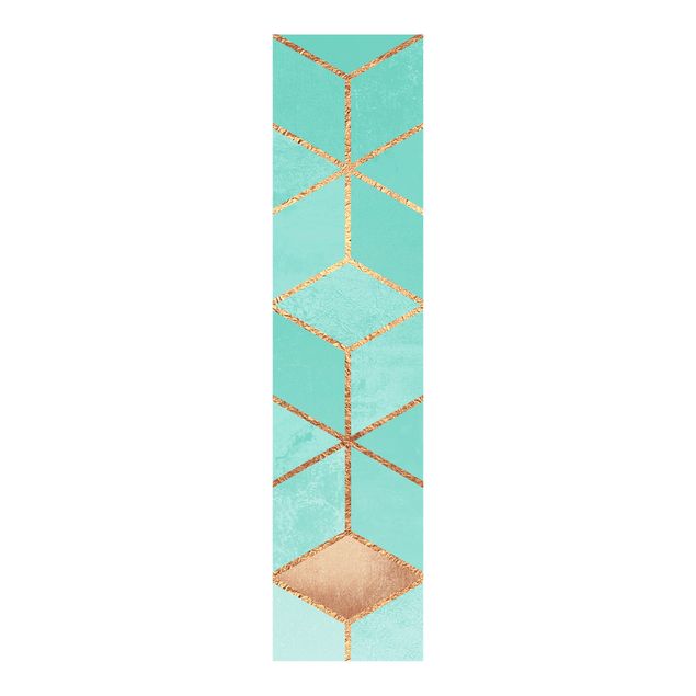 Paneles japoneses patrones Turquoise White Golden Geometry