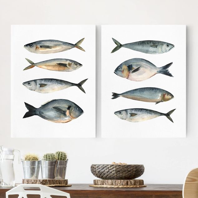 Lienzos de peces Eight Fish In Watercolour Set I