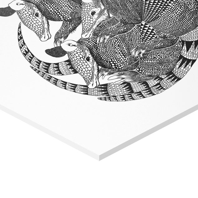cuadros hexagonales Illustration Armadillos Black And White Pattern