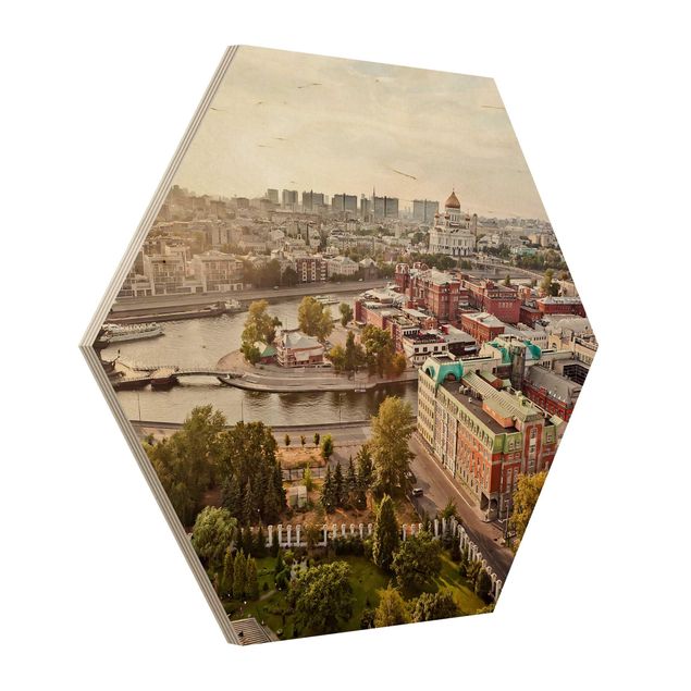 Hexagon Bild Holz - City of Moscow