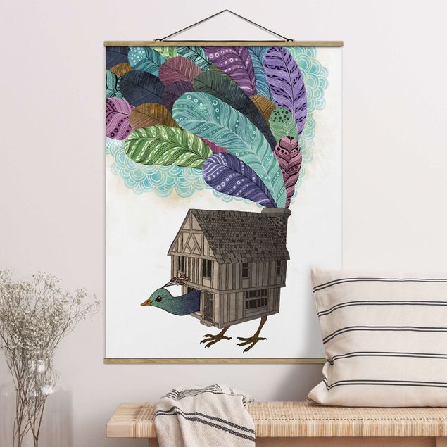 Decoración de cocinas Illustration Birdhouse With Feathers