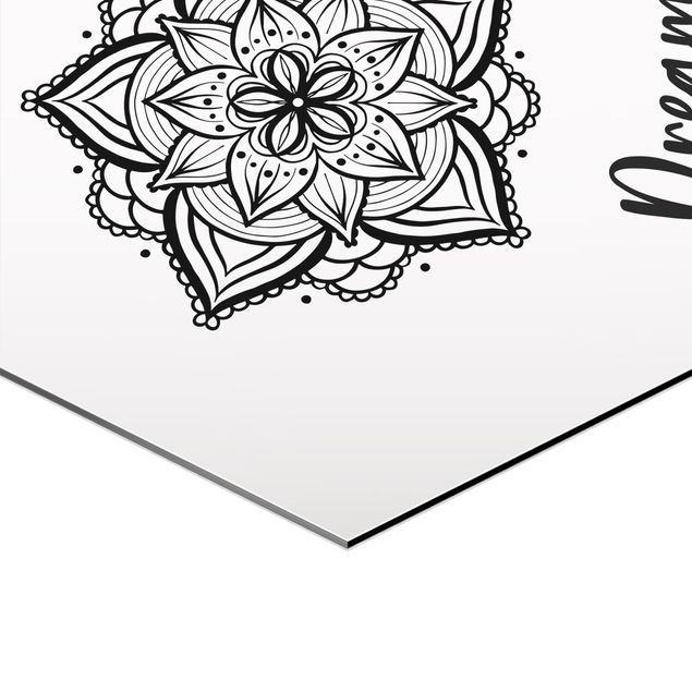 cuadro hexagonal Mandala Namaste Lotus Set Black White