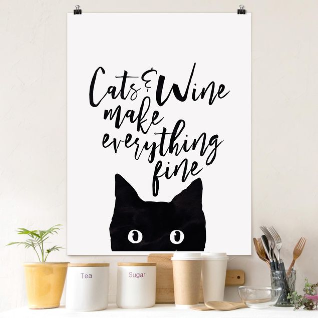 Decoración en la cocina Cats And Wine make Everything Fine