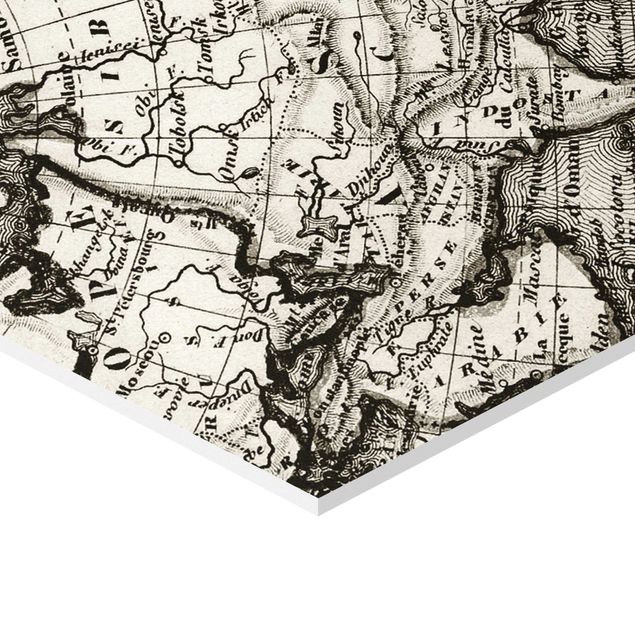 Cuadros en blanco y negro Old World Map Details