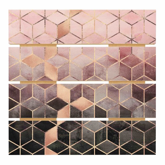 Cuadros en madera Pink Grey Golden Geometry