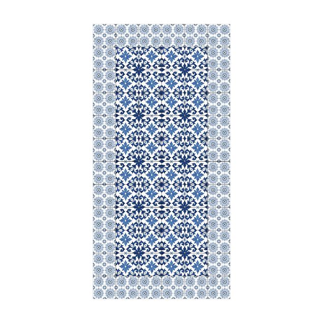 Alfombras modernas Moroccan Tiles Floral Blueprint With Tile Frame