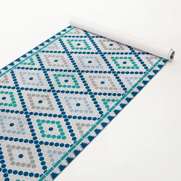 Láminas adhesivas patrones Moroccan Tile Pattern Turquoise Blue