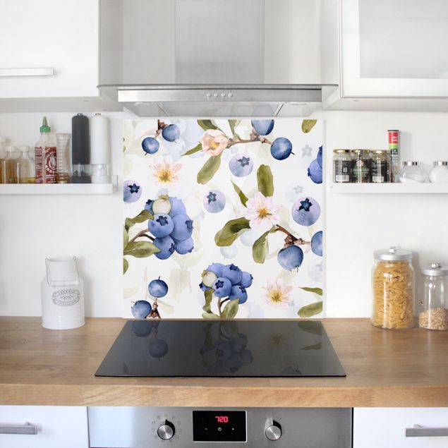Panel antisalpicaduras cocina patrones Watercolour Blueberries