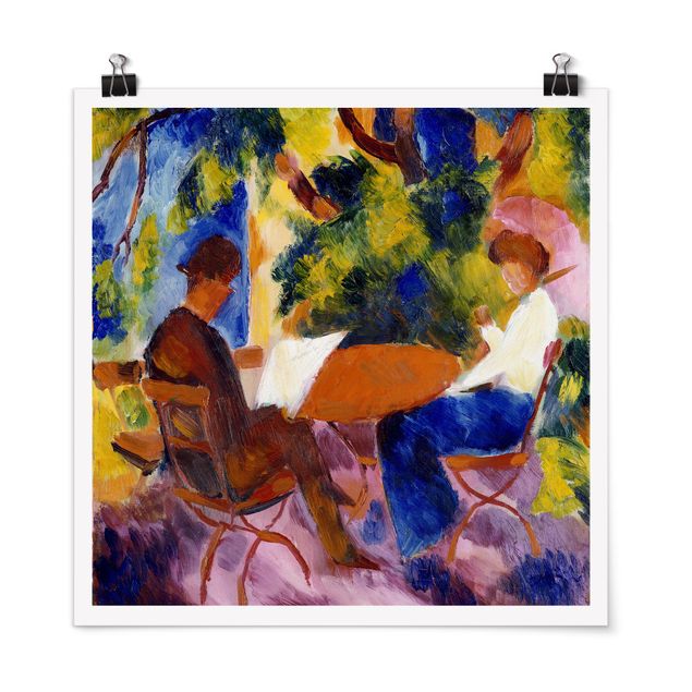 Láminas cuadros famosos August Macke - Couple At The Garden Table