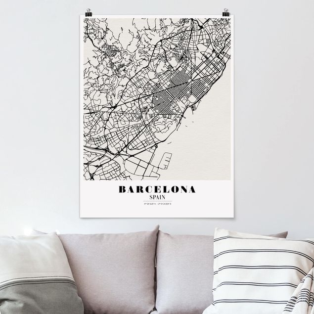 Decoración en la cocina Barcelona City Map - Classic