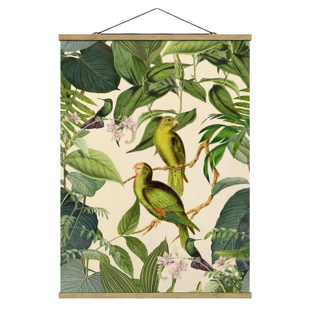 Cuadros de flores Vintage Collage - Parrots In The Jungle