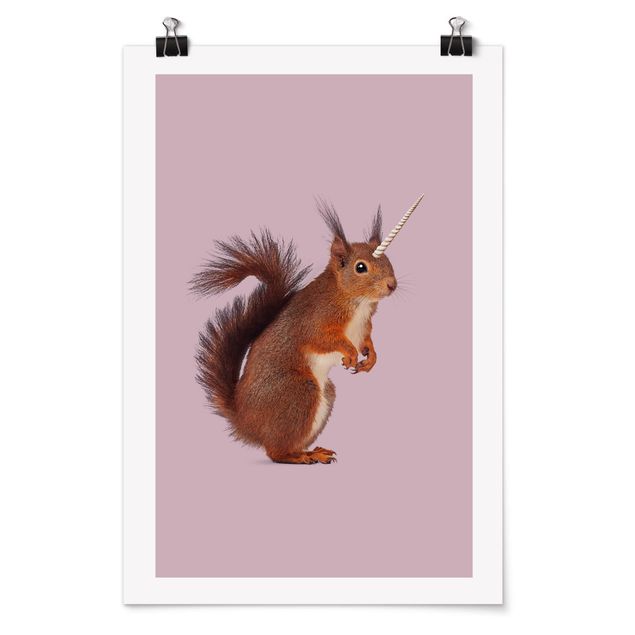Póster de animales Hold On, Squirricorn!
