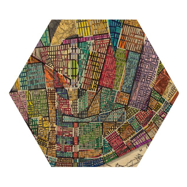 Hexagon Bild Holz - Moderne Karte von St. Louis