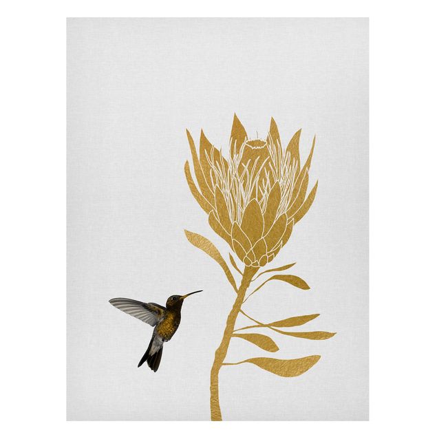 Tableros magnéticos flores Hummingbird And Tropical Golden Blossom
