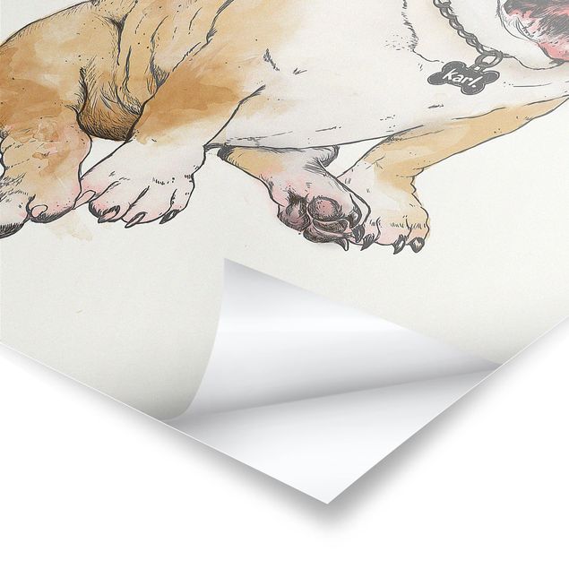 Cuadros Illustration Dog Bulldog Painting