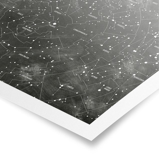 Cuadros a blanco y negro Map Of Constellations Blackboard Look