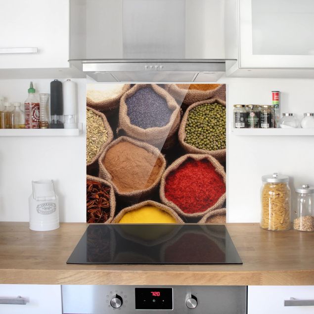 Panel antisalpicaduras cocina especias y hierbas Colourful Spices