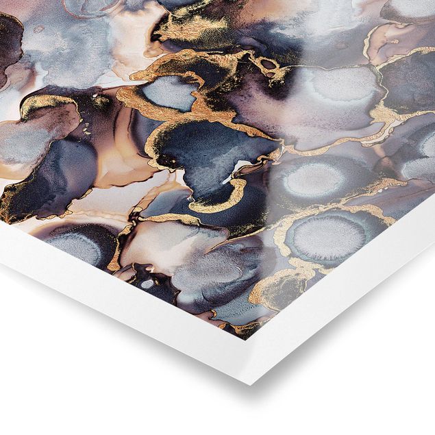 Cuadros Marble Watercolour With Gold