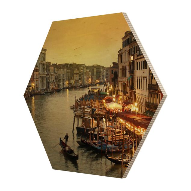 Hexagon Bild Holz - Großer Kanal von Venedig