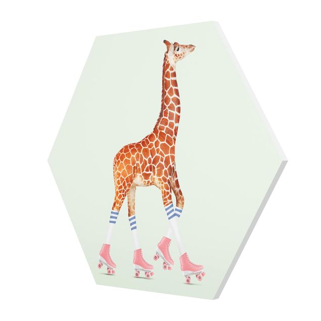 Cuadros infantiles animales Giraffe With Roller Skates
