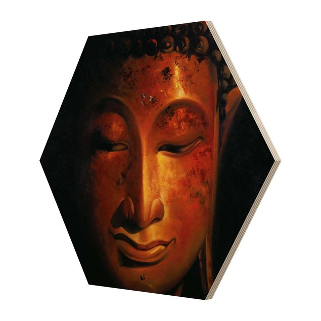 Hexagon Bild Holz - Madras Buddha