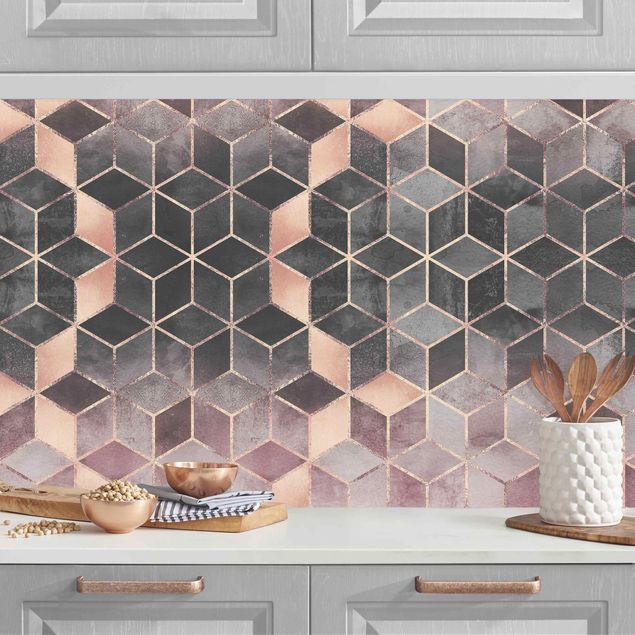 Decoración en la cocina Pink Gray Golden Geometry II