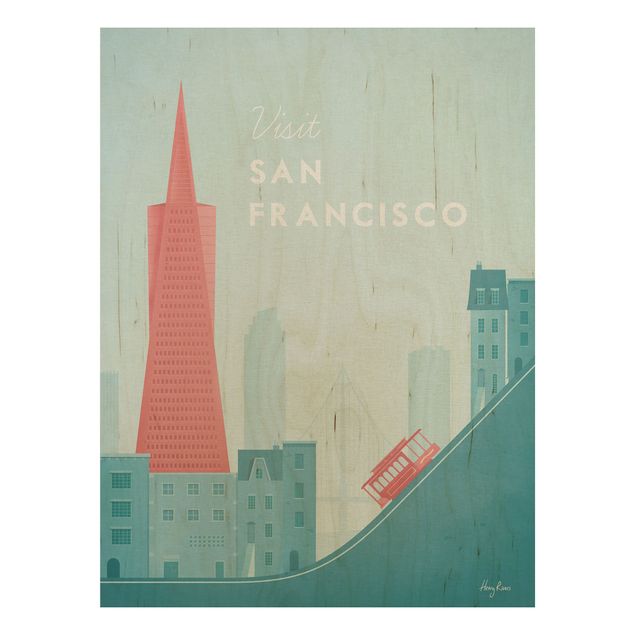 Cuadros vintage madera Travel Poster - San Francisco