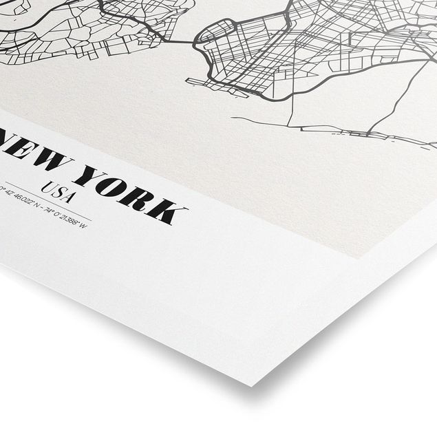Póster mapamundi grande New York City Map - Classic