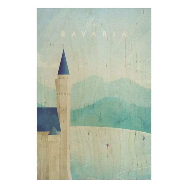 cuadro vintage madera Travel Poster - Bavaria