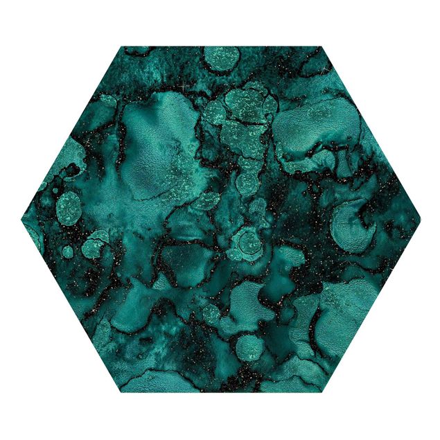 Cuadros en turquesa Turquoise Drop With Glitter