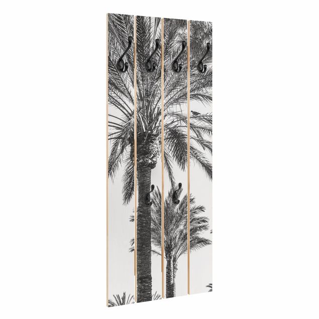 Perchero madera pared Palm Trees At Sunset Black And White