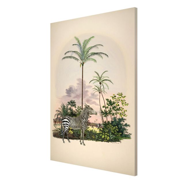 Cuadros paisajes Zebra Front Of Palm Trees Illustration